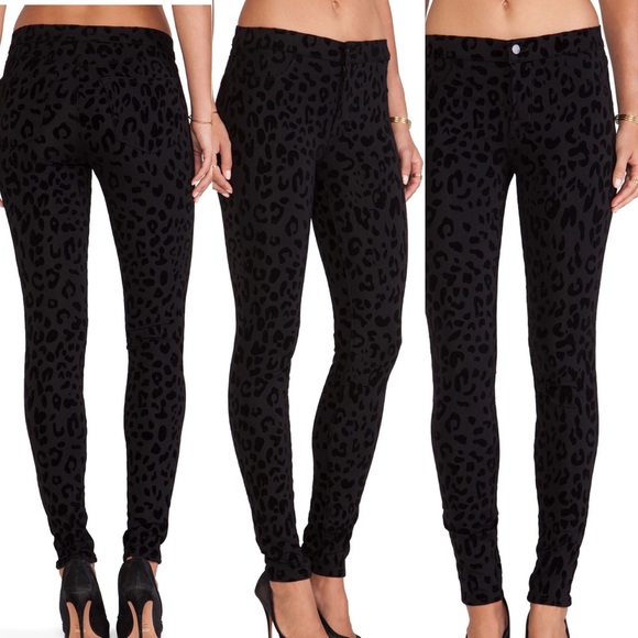 { J Brand } Super Skinny Black Leopard Jeans - Picture 2 of 7
